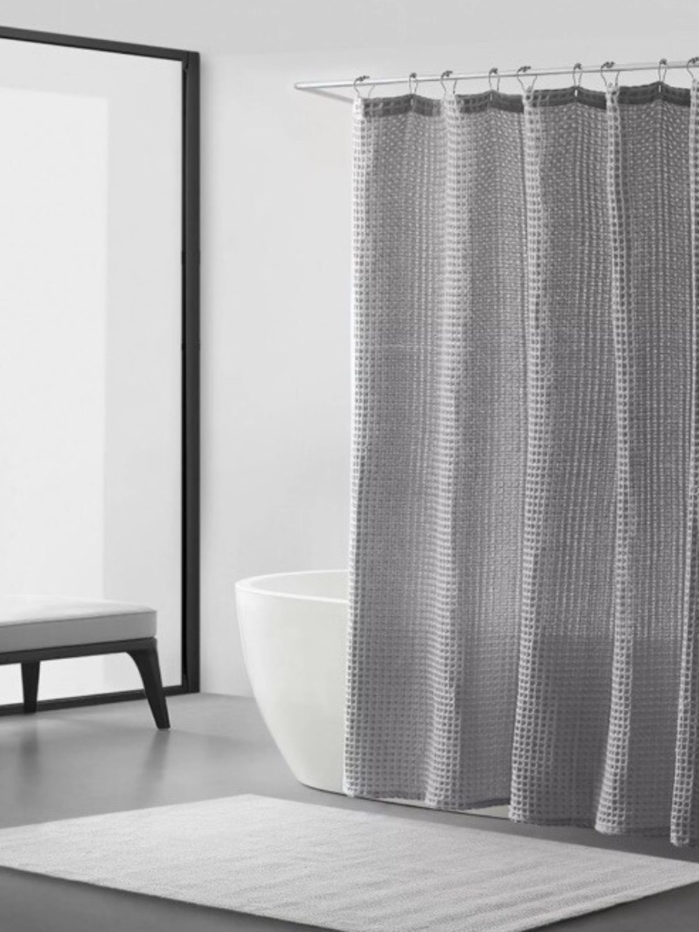 Vera Want Marled Waffle 70”x72” Shower Curtain, Aquamarine Gray883893730281